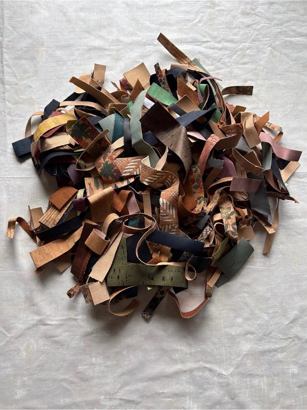 20 oz Sallie Tomato Premium Cork Fabric Strip Remnants Bulk Jewelry Craft Lot